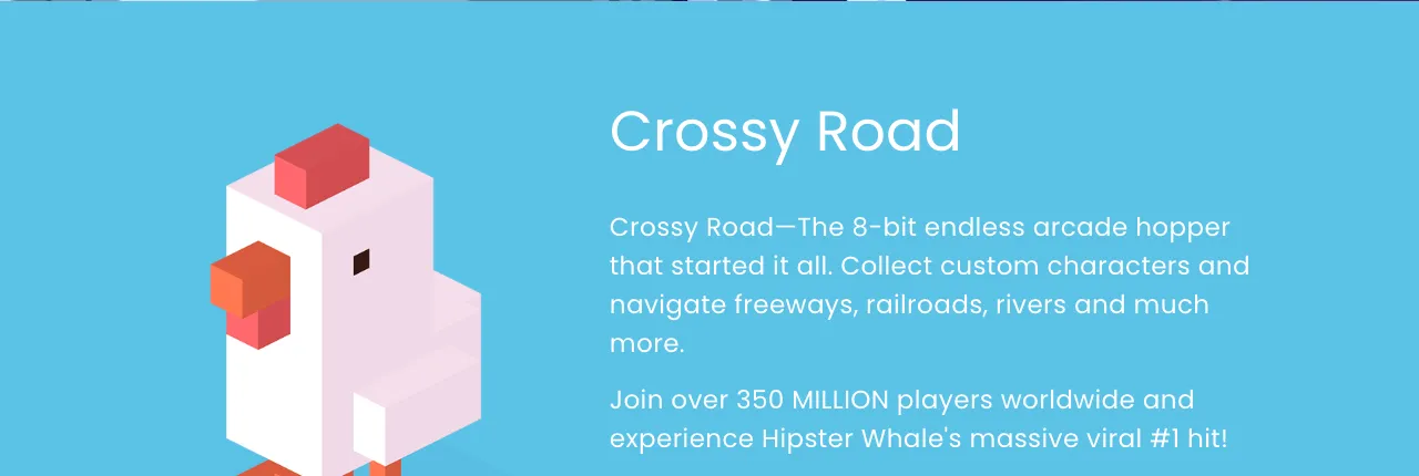 Kyllingen fra Crossy Road på spillets officielle side